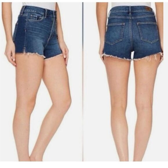 Paige NWT Margot Raw Hem Distressed Denim Shorts Indigo Size 26 - Picture 4 of 8